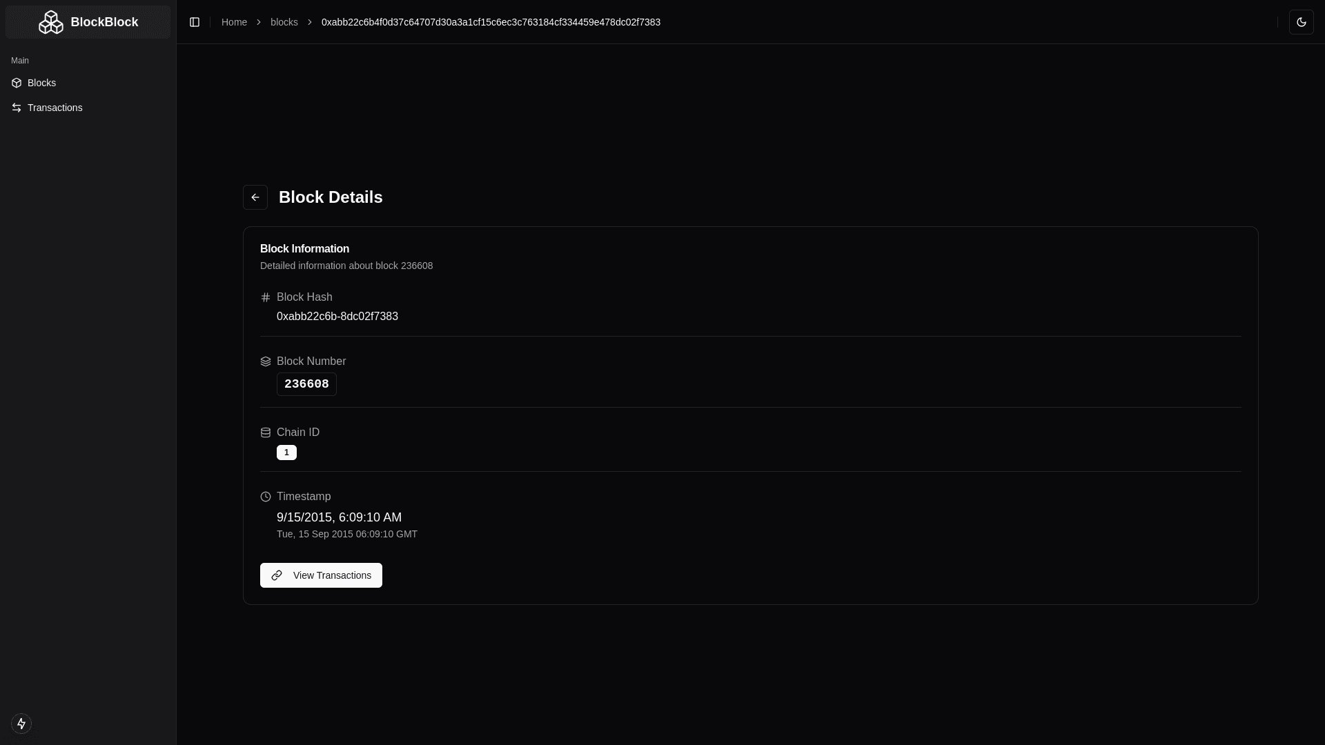 BlockBlock Block Details View (Frontend)