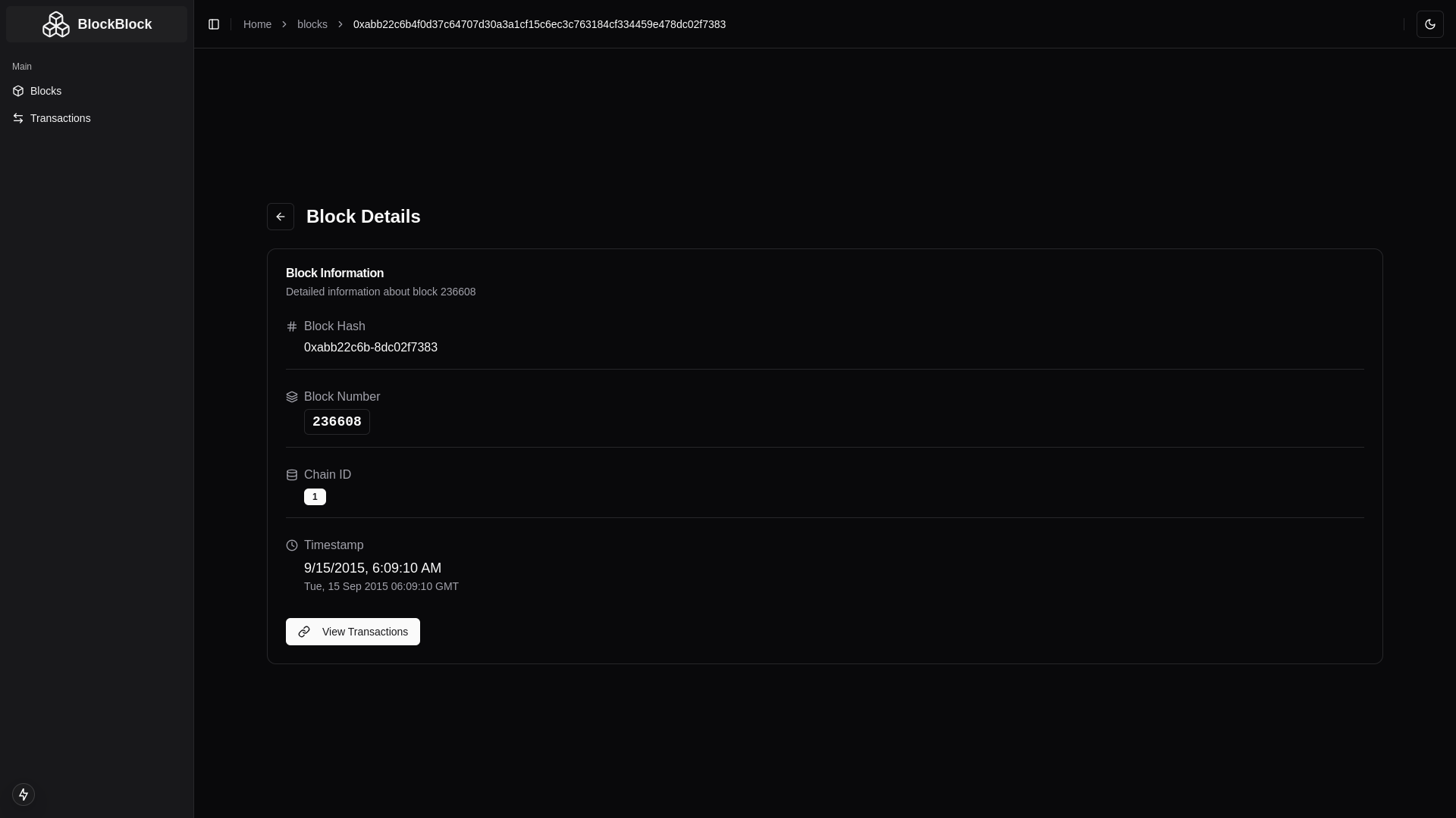BlockBlock Block Details View (Frontend)